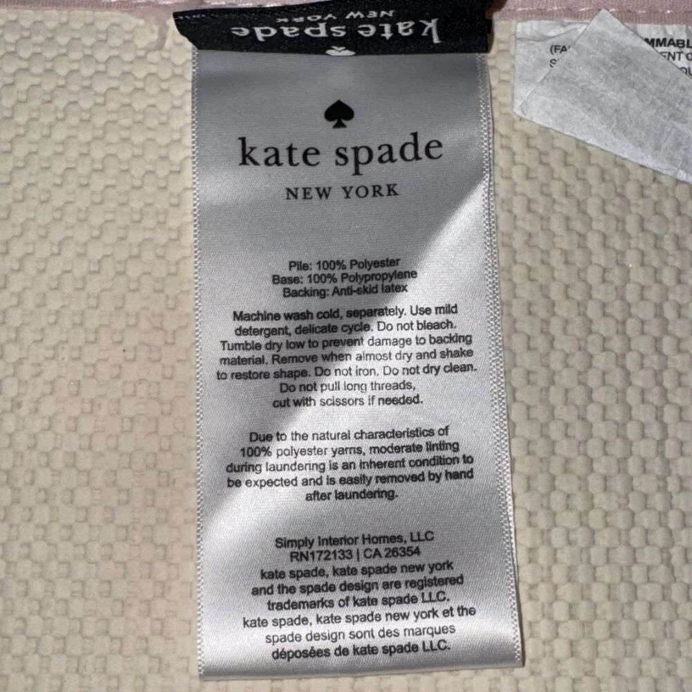 20 x 32 Kate Spade Ballet Pink White Polka Dots Bath Rug Mat Fuzzy Non Slip